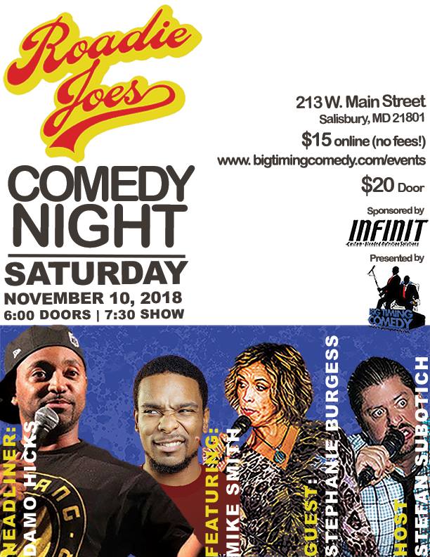 Fall Comedy Series Returns! Show 3 of 4! Downtown Salisbury, MD